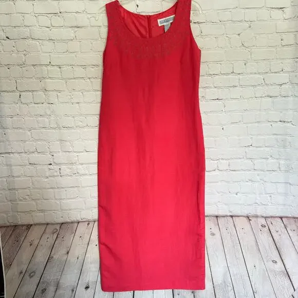 VTG Jessica Howard Wms 10 Linen Blend Sleeveless Maxi Dress With Matching Jacket - Picture 4 of 14